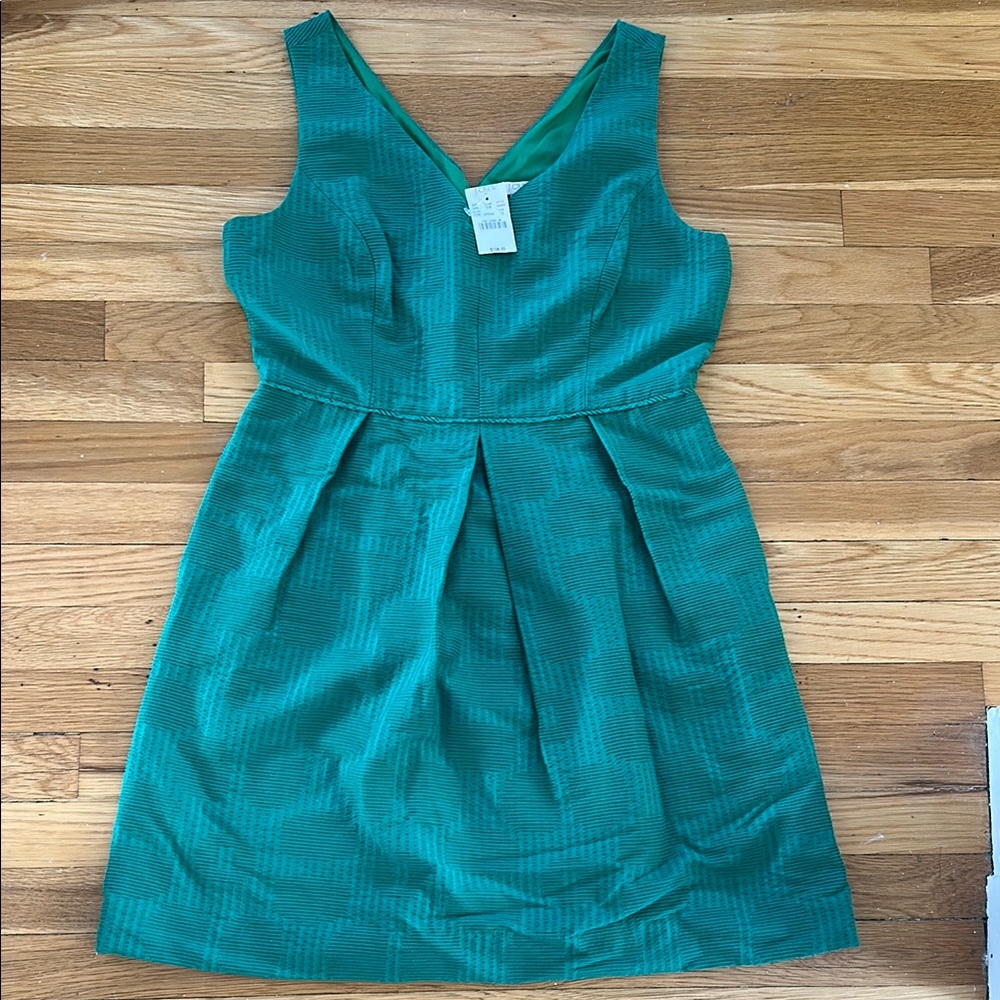 J. Crew Green Sleeveless V-Neck Midi Dress
